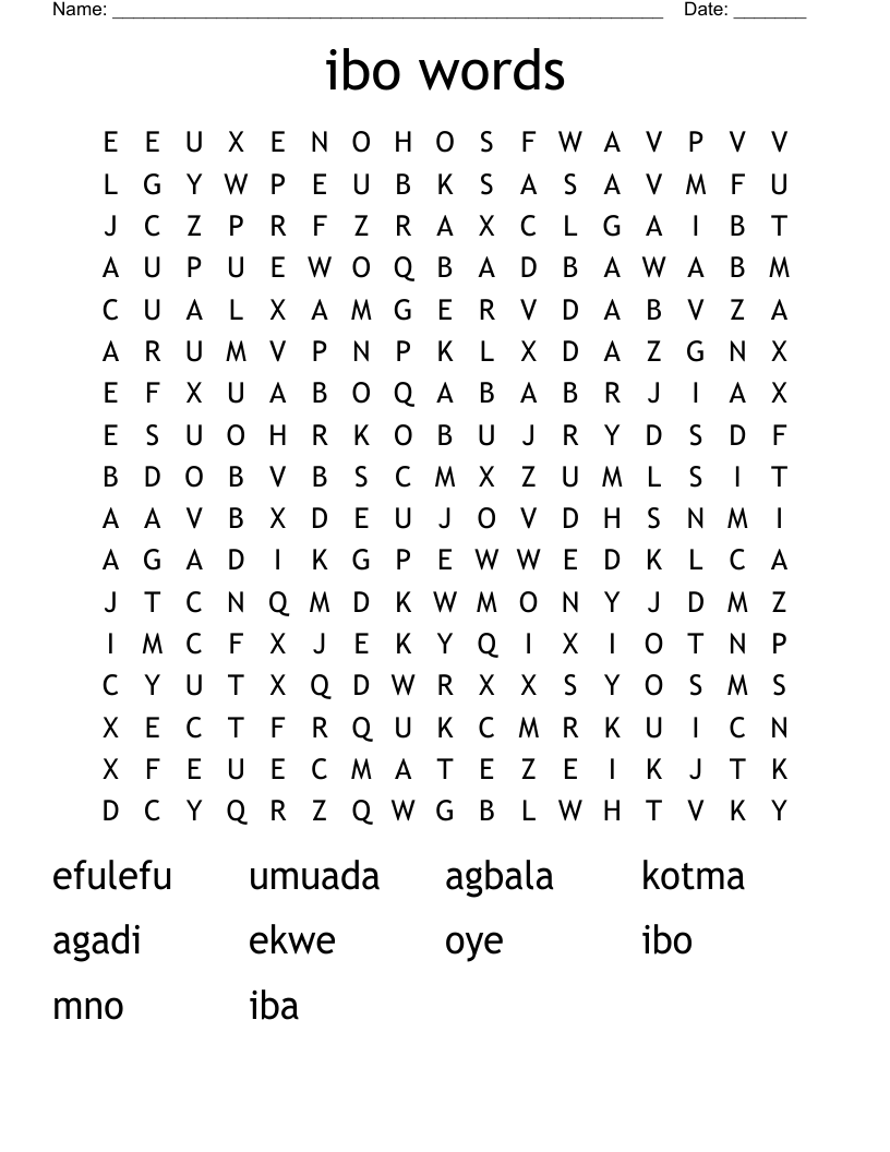 ibo words Word Search