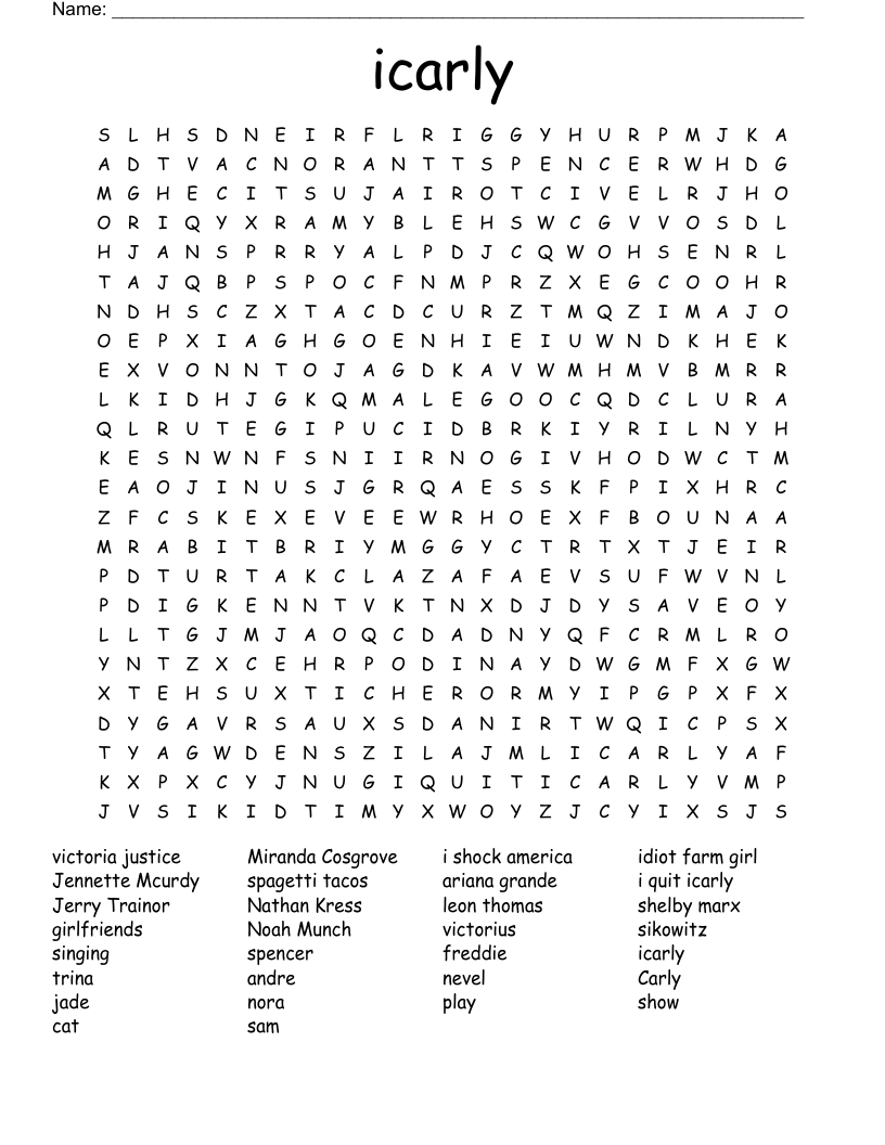 icarly Word Search