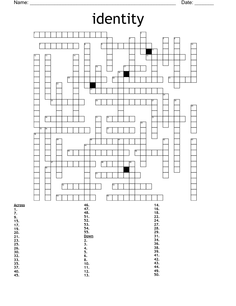 identity Crossword
