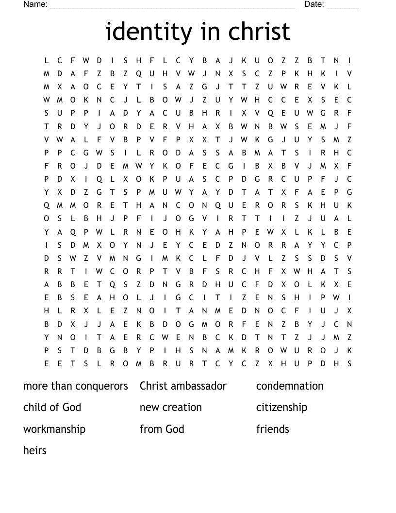 identity in christ Word Search