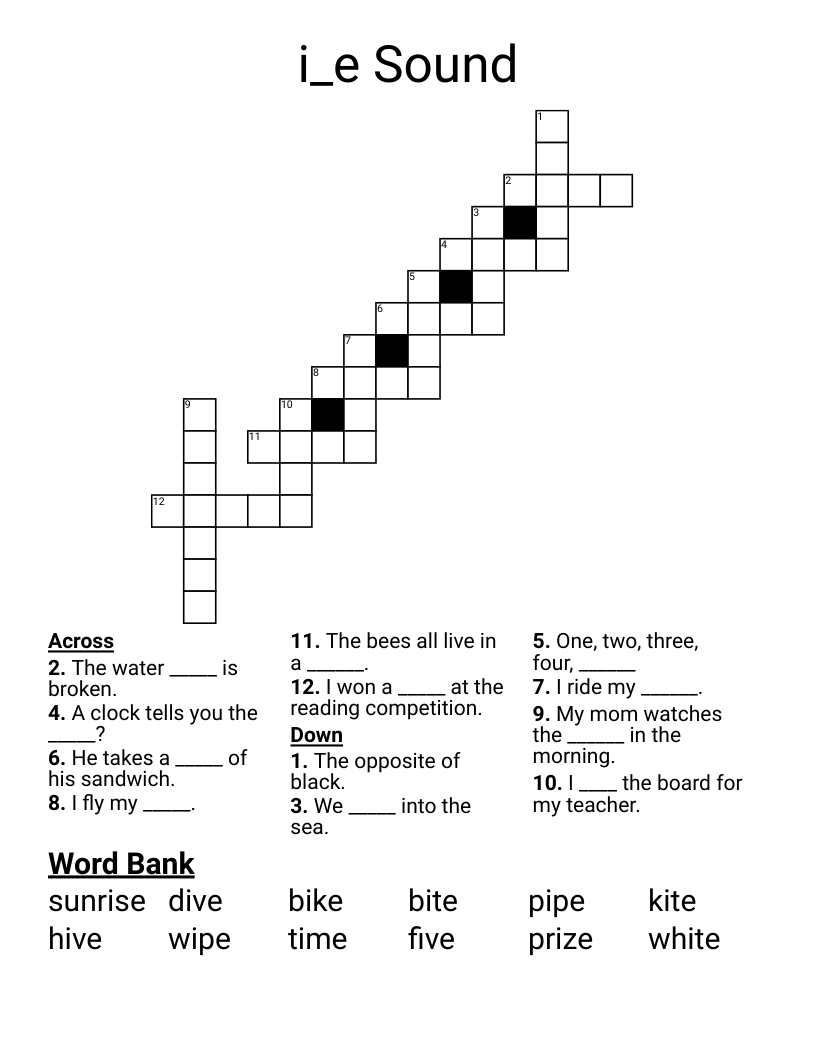 i_e Sound Crossword