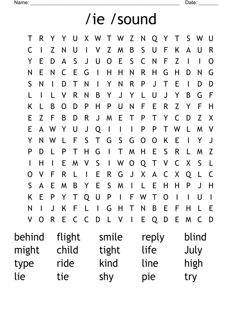/ie /sound Word Search
