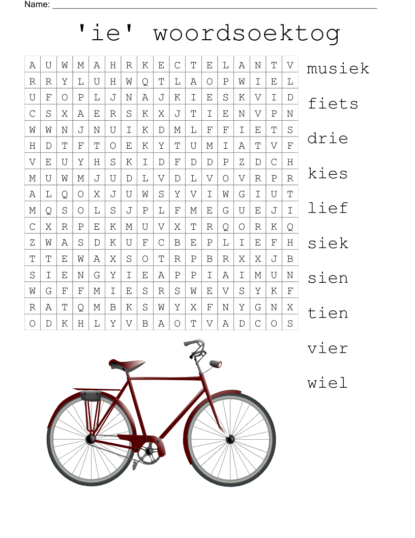 'ie' woordsoektog Word Search