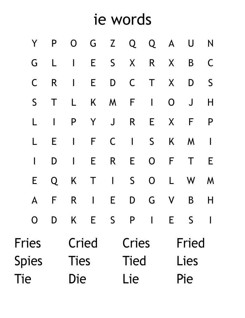 ie words Word Search