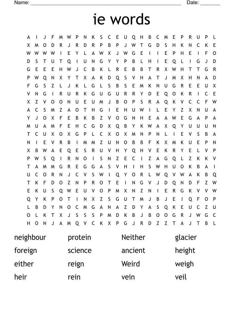 ie words Word Search