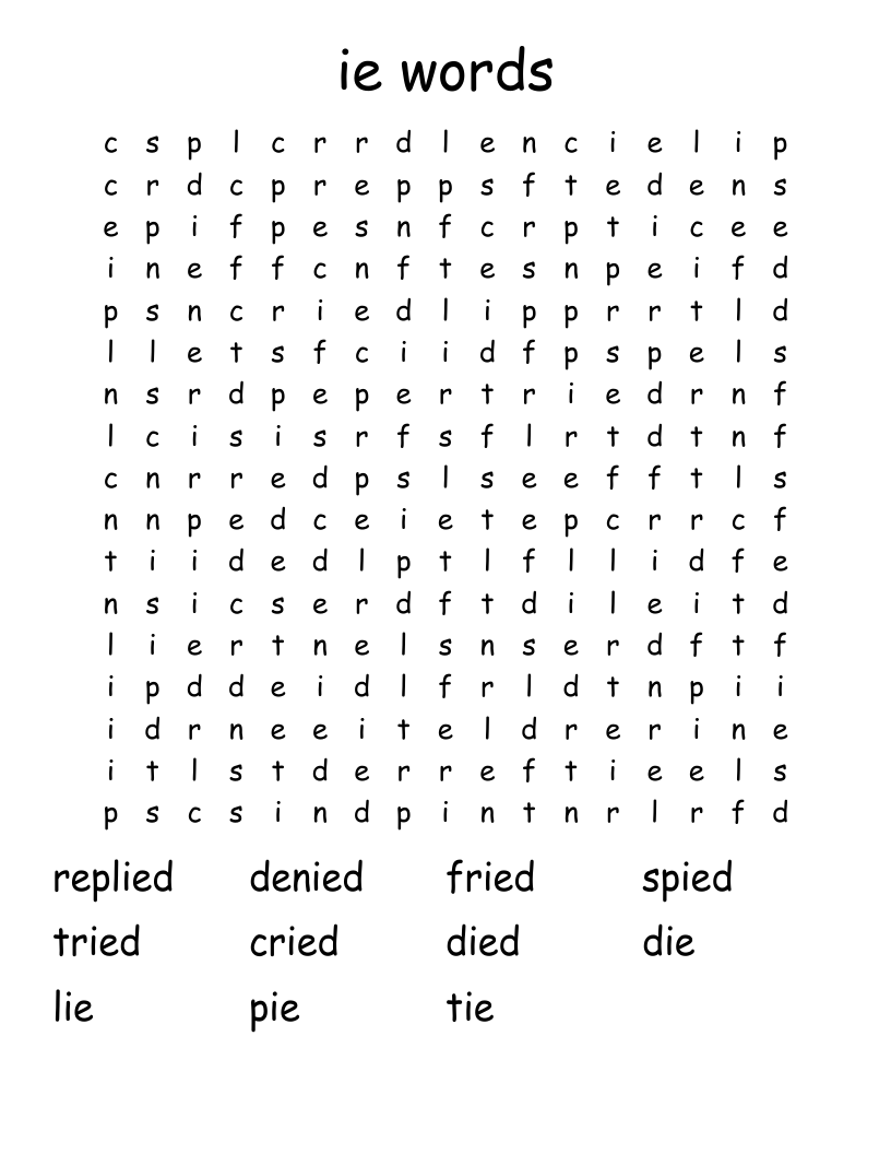 ie words Word Search