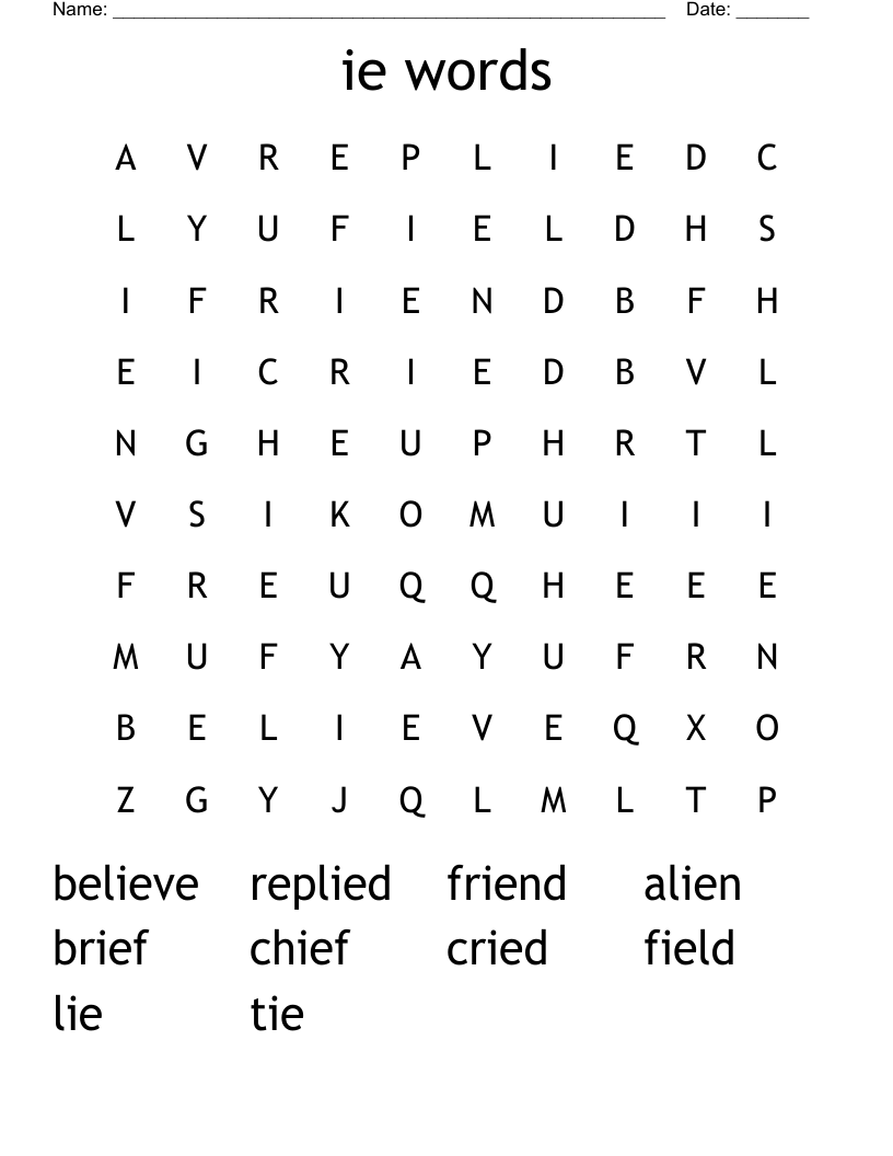ie words Word Search