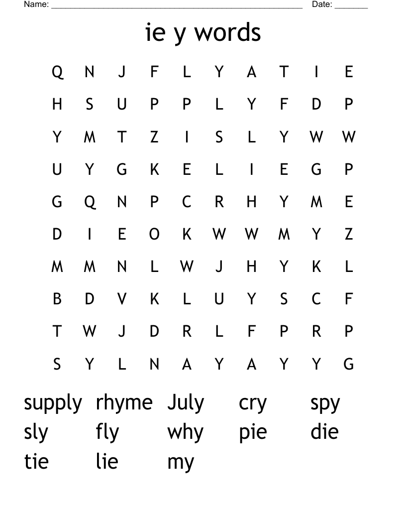 ie y words Word Search