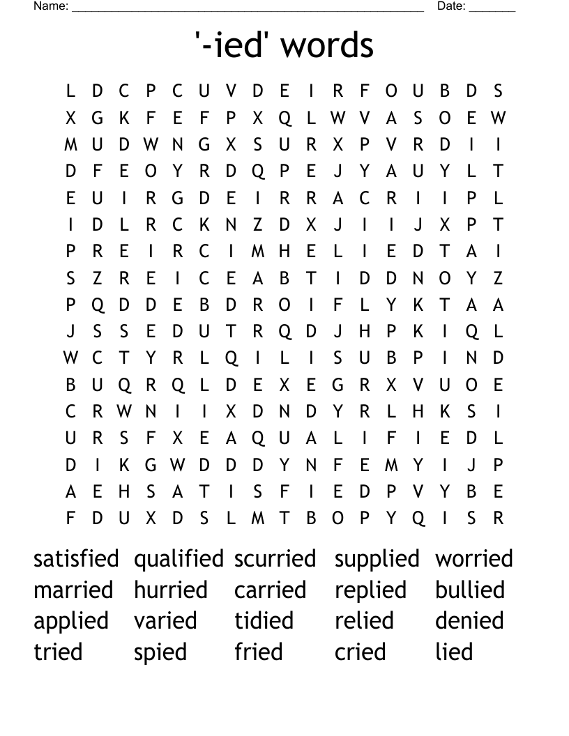 '-ied' words Word Search