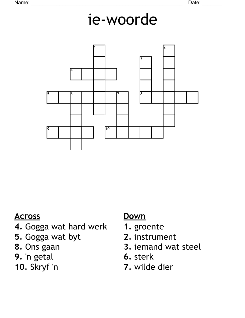 ie-woorde Crossword
