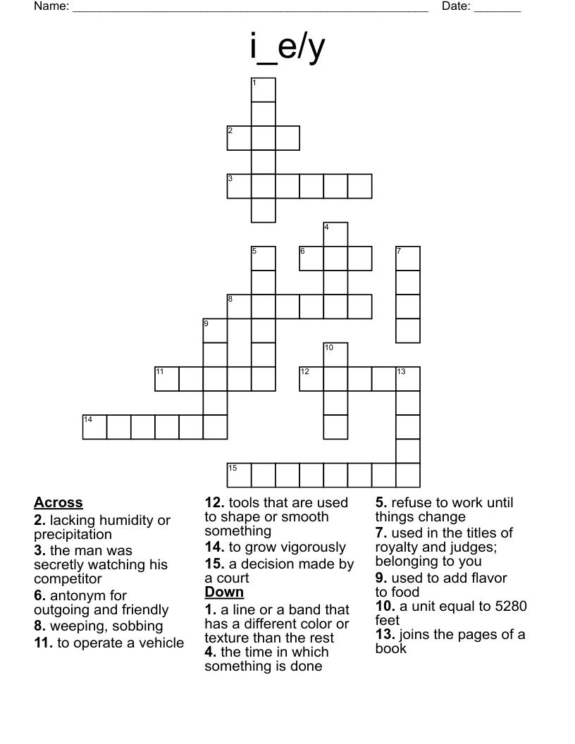 i_e/y Crossword