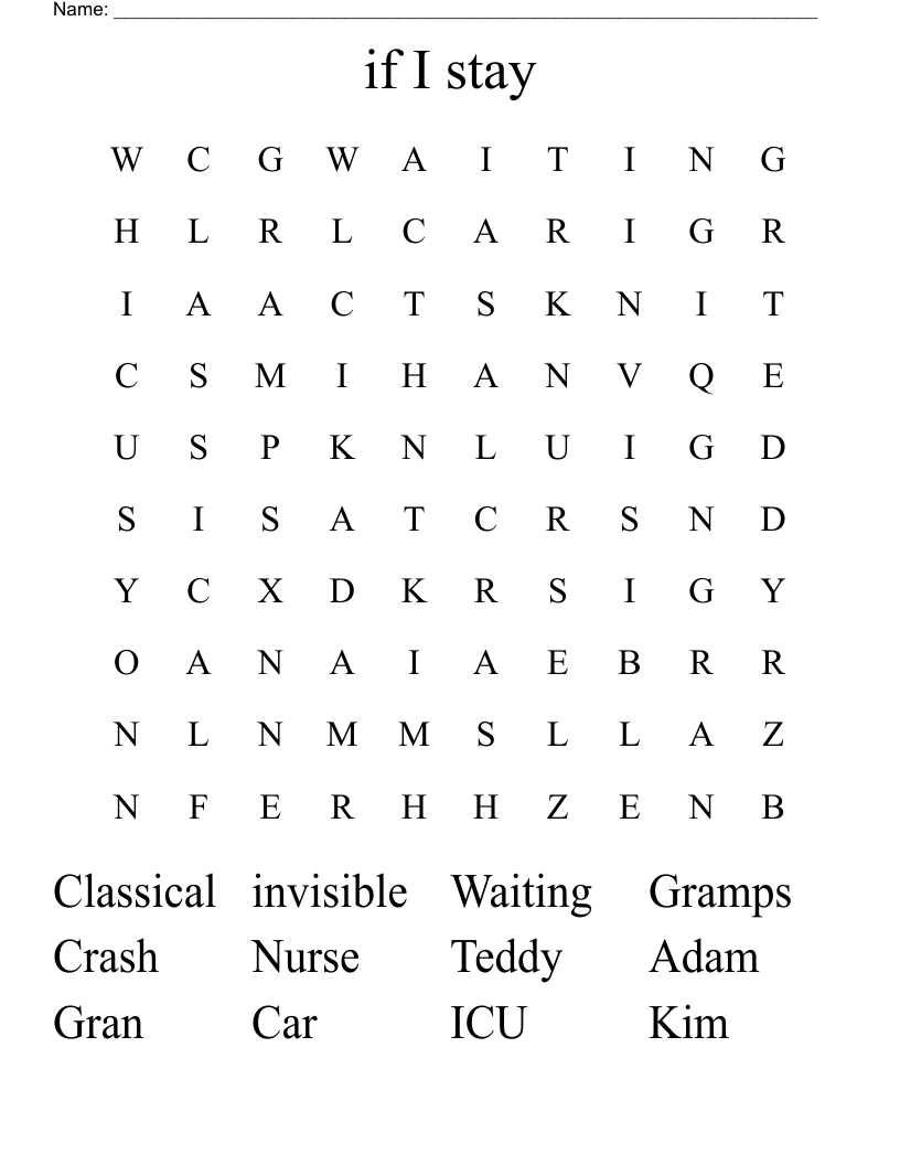 if I stay Word Search