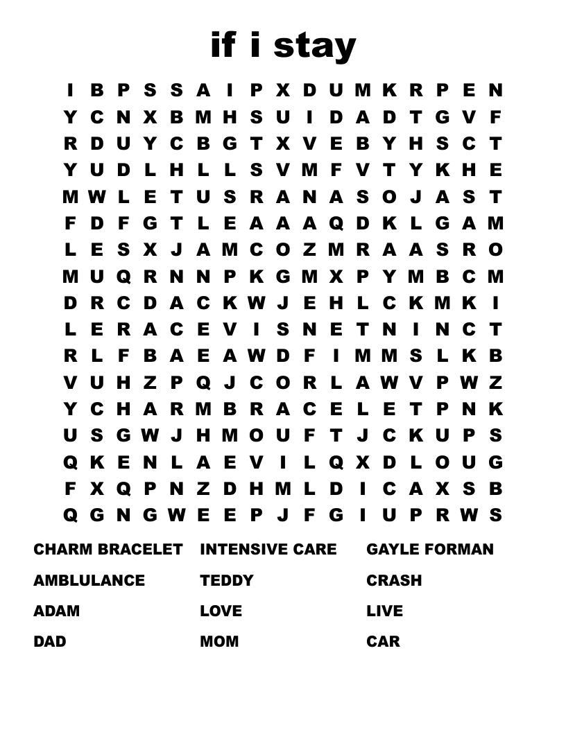 if i stay Word Search
