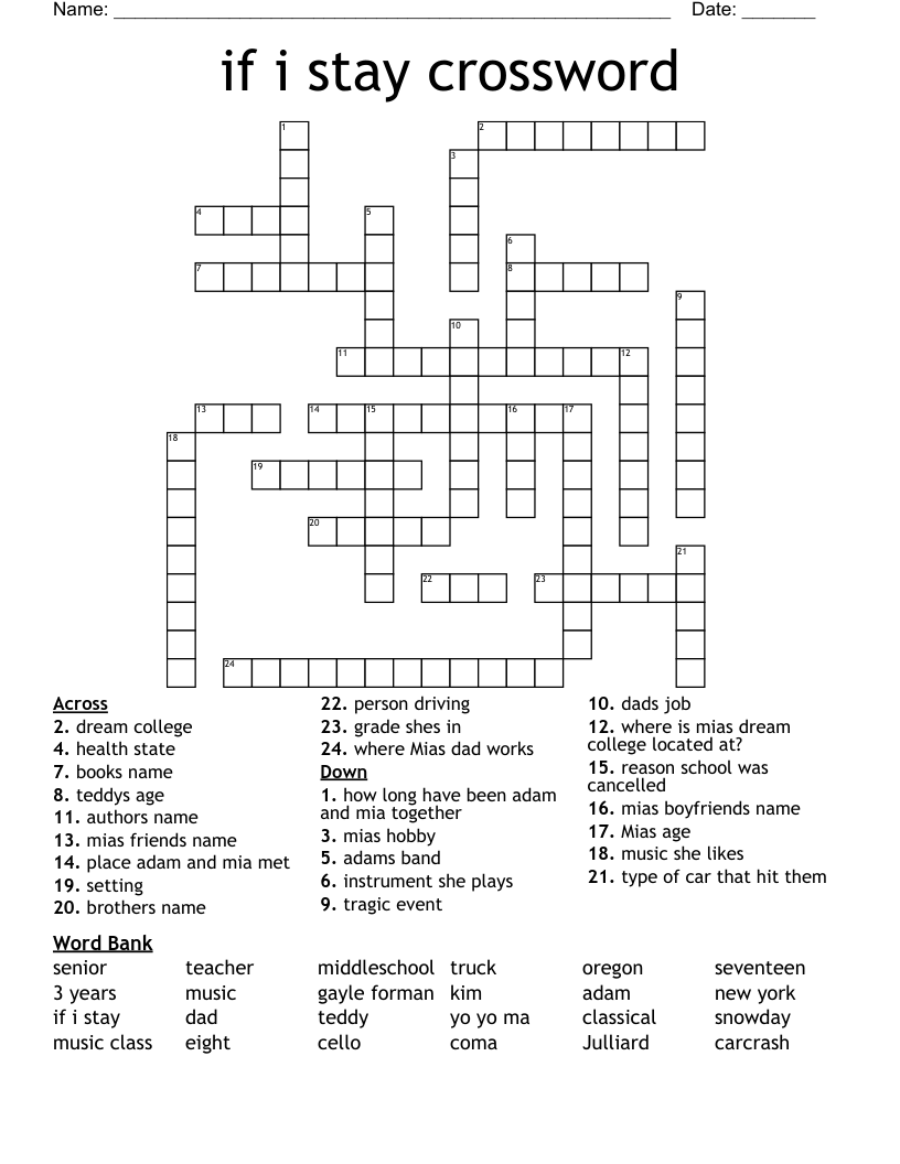 if i stay crossword