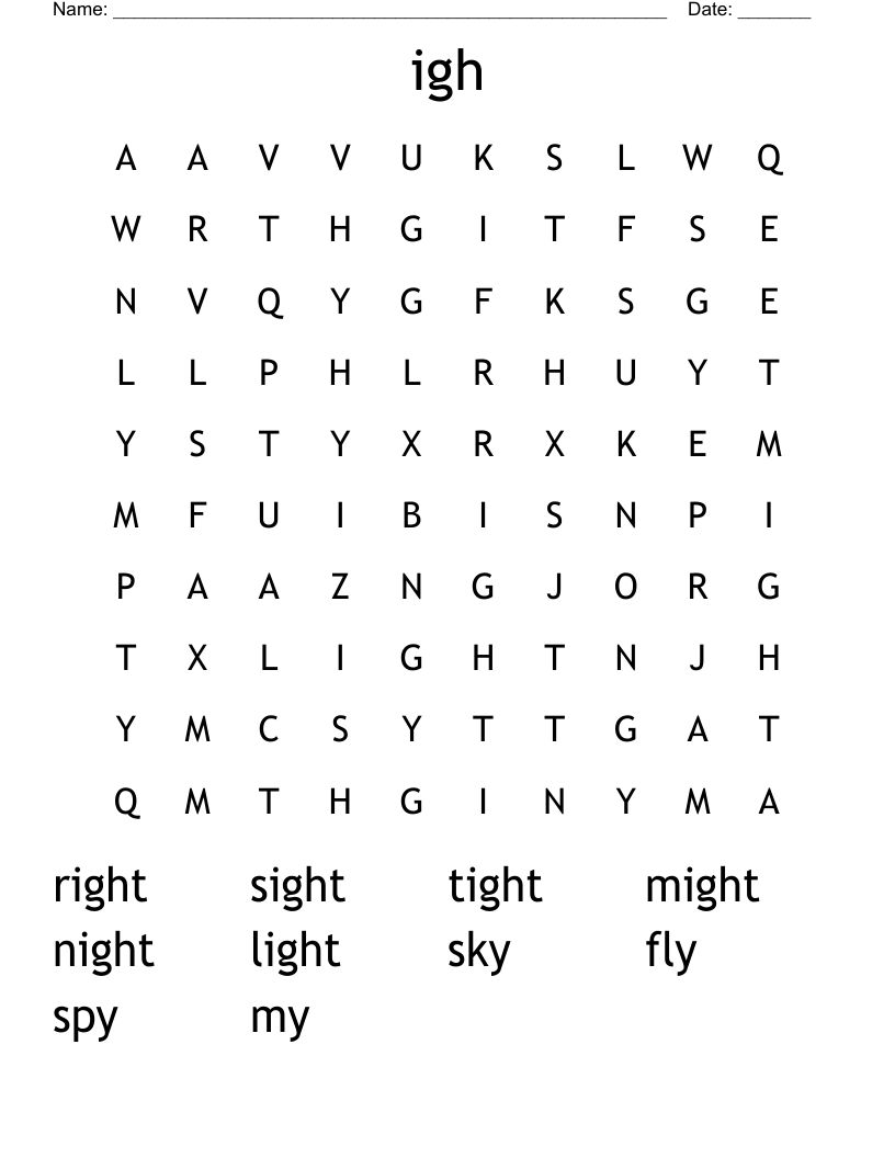 igh Word Search