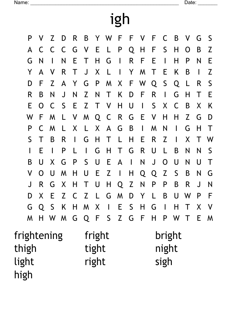 igh Word Search