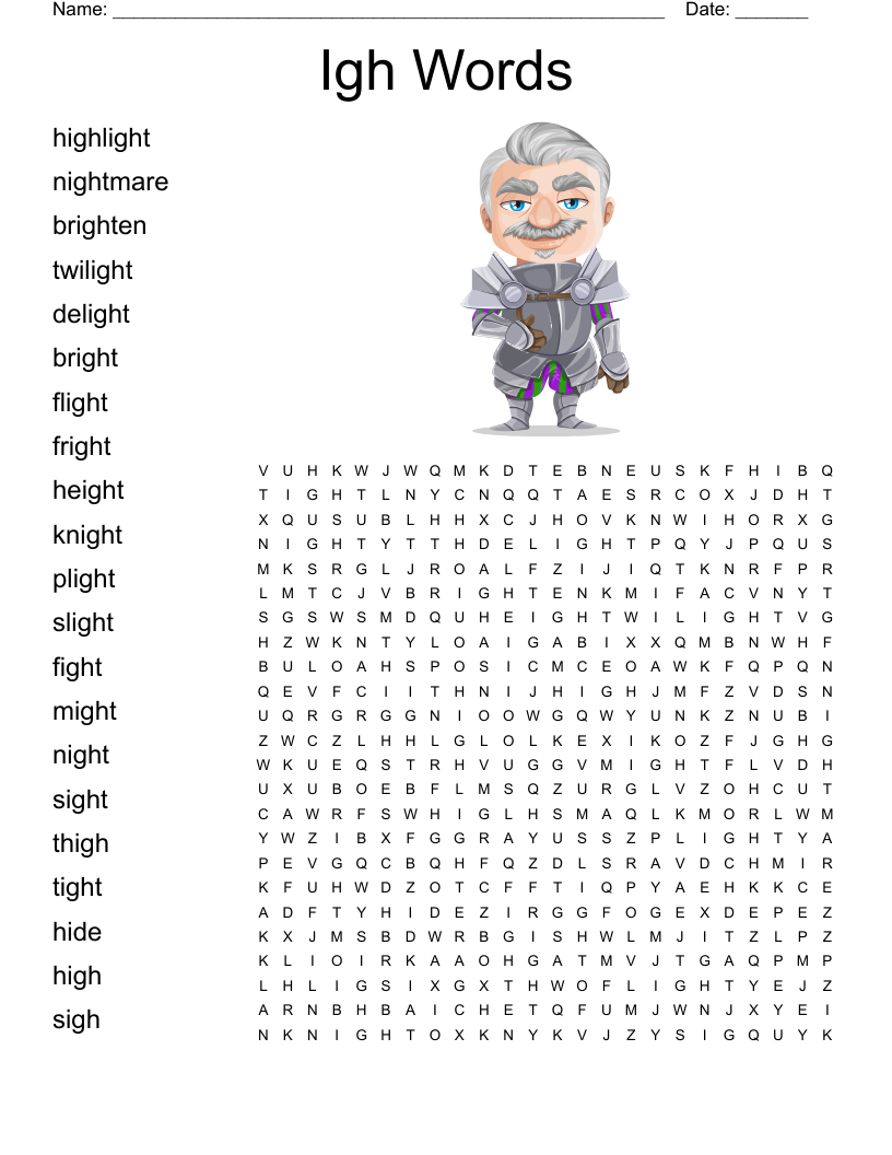 Igh Words Word Search