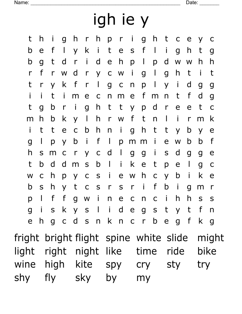 igh ie y Word Search