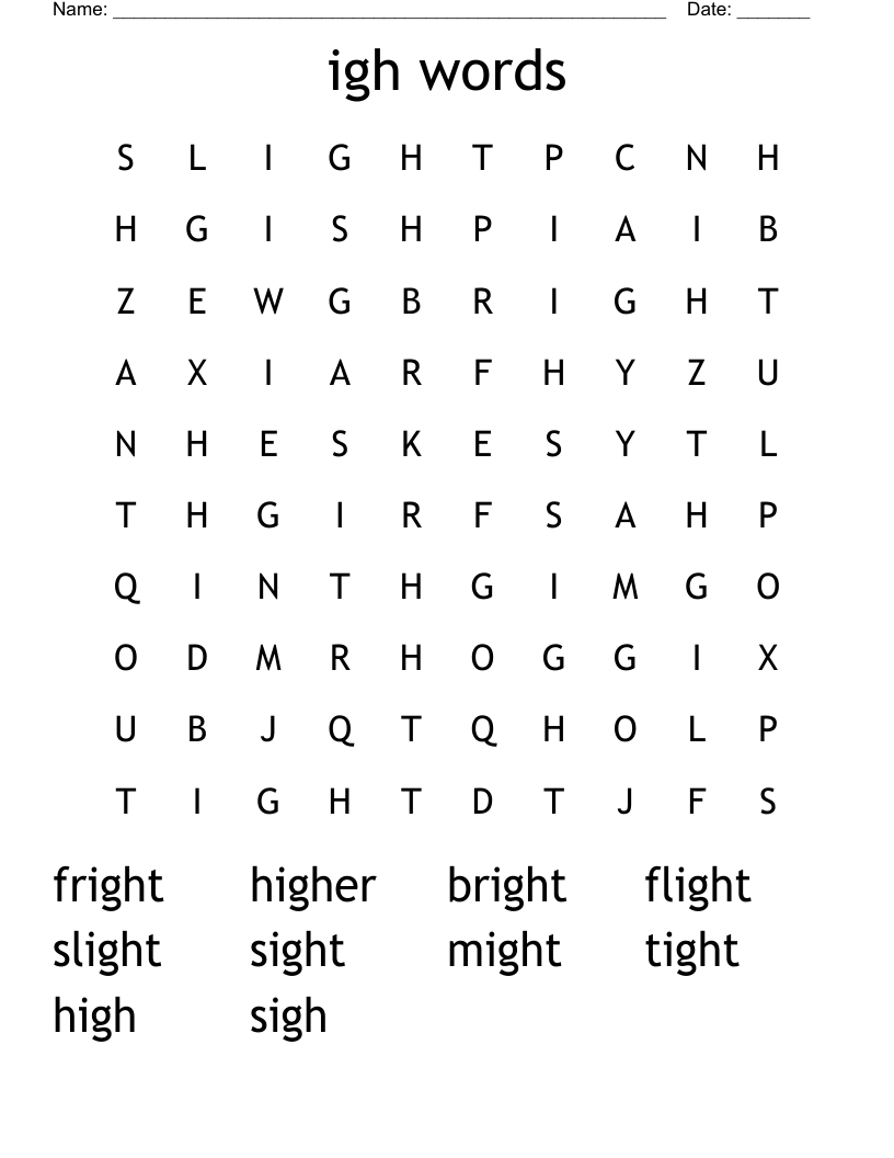 igh words Word Search