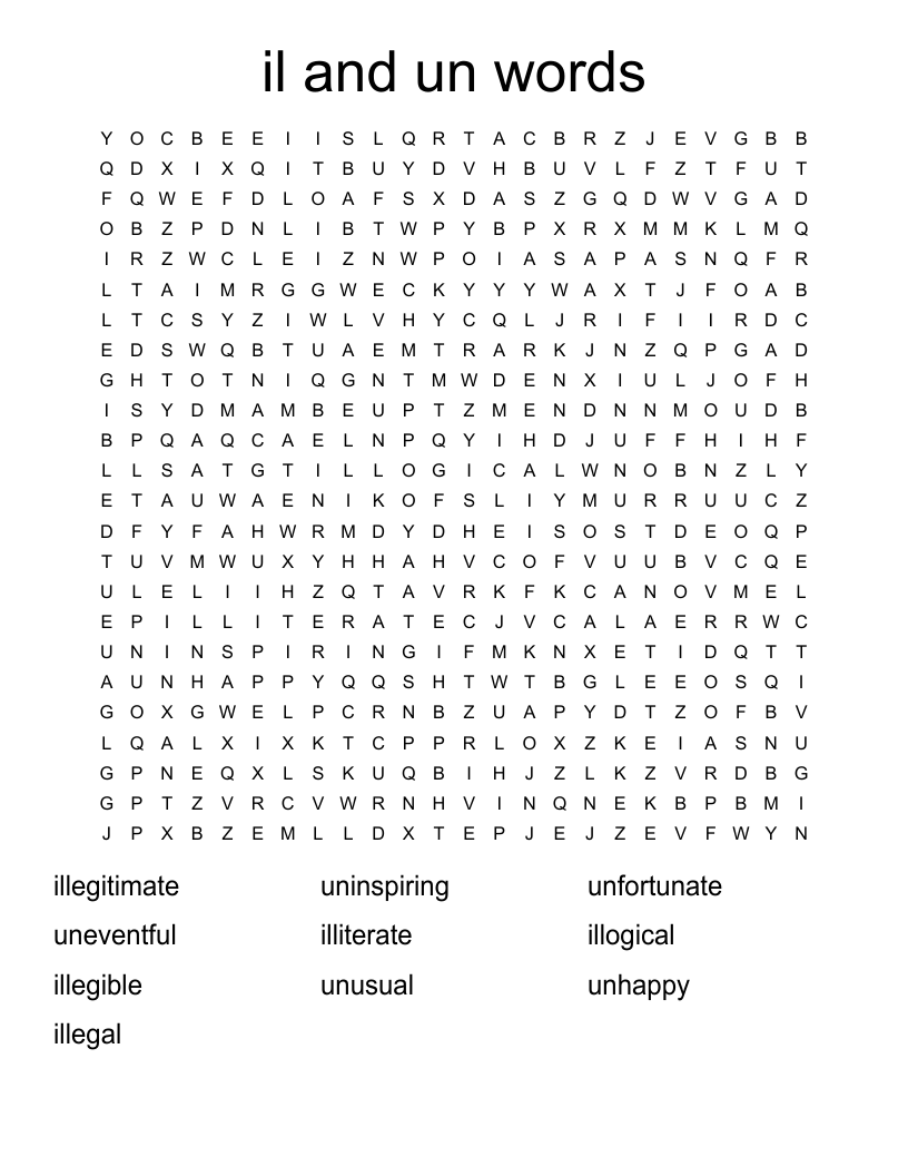 il and un words Word Search
