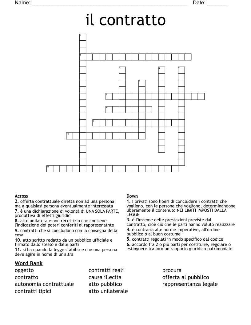 il contratto Crossword