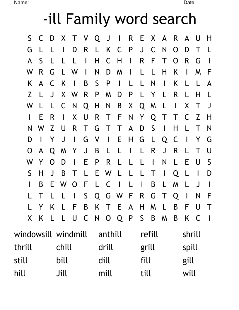 -ill Family word search