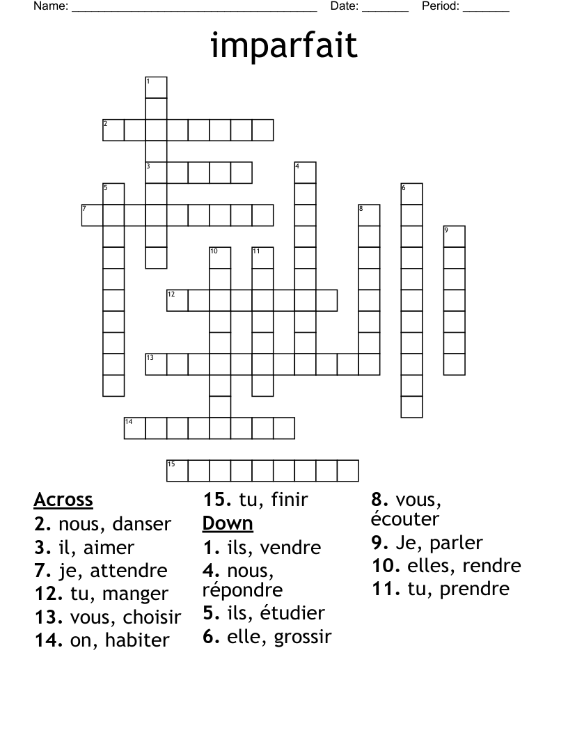 imparfait Crossword