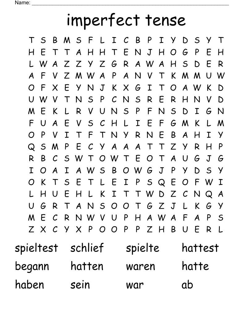 imperfect tense Word Search