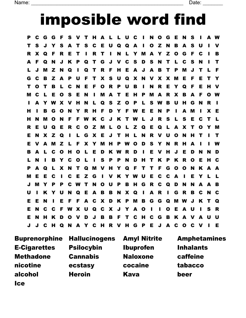 imposible word find  Word Search