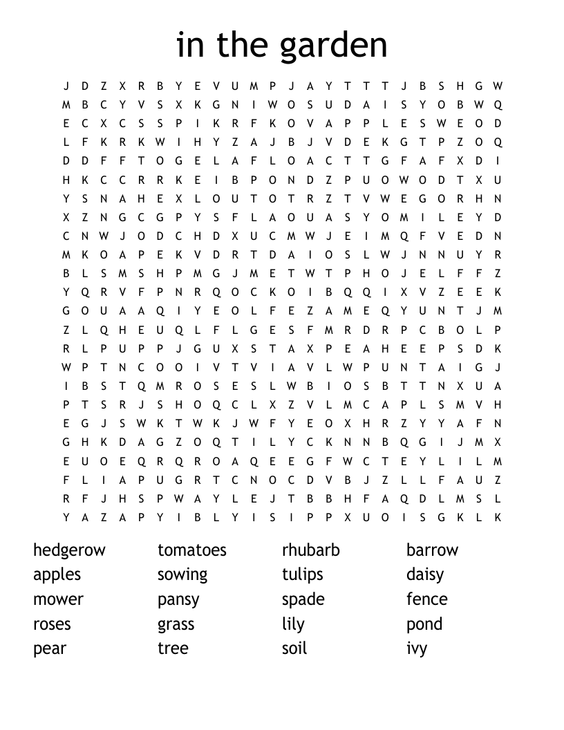 in the garden Word Search