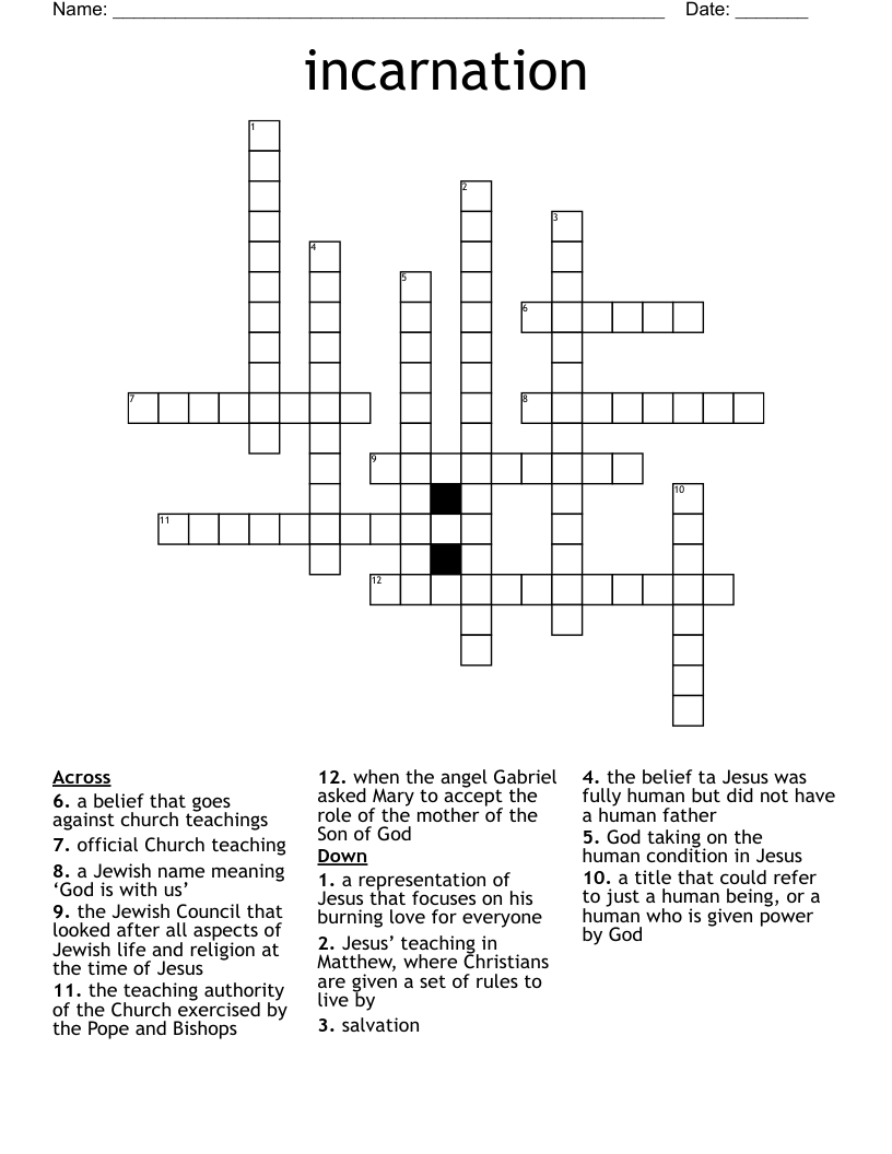 incarnation  Crossword