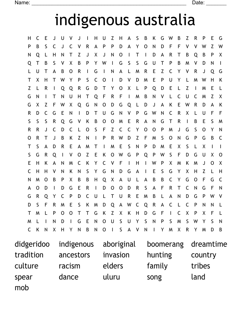 indigenous australia Word Search