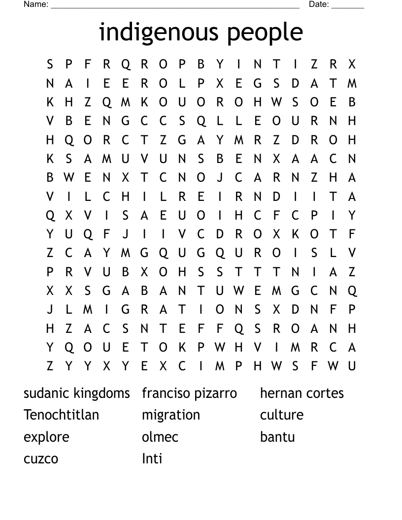 indigenous people Word Search