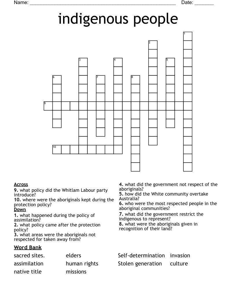 indigenous people Crossword