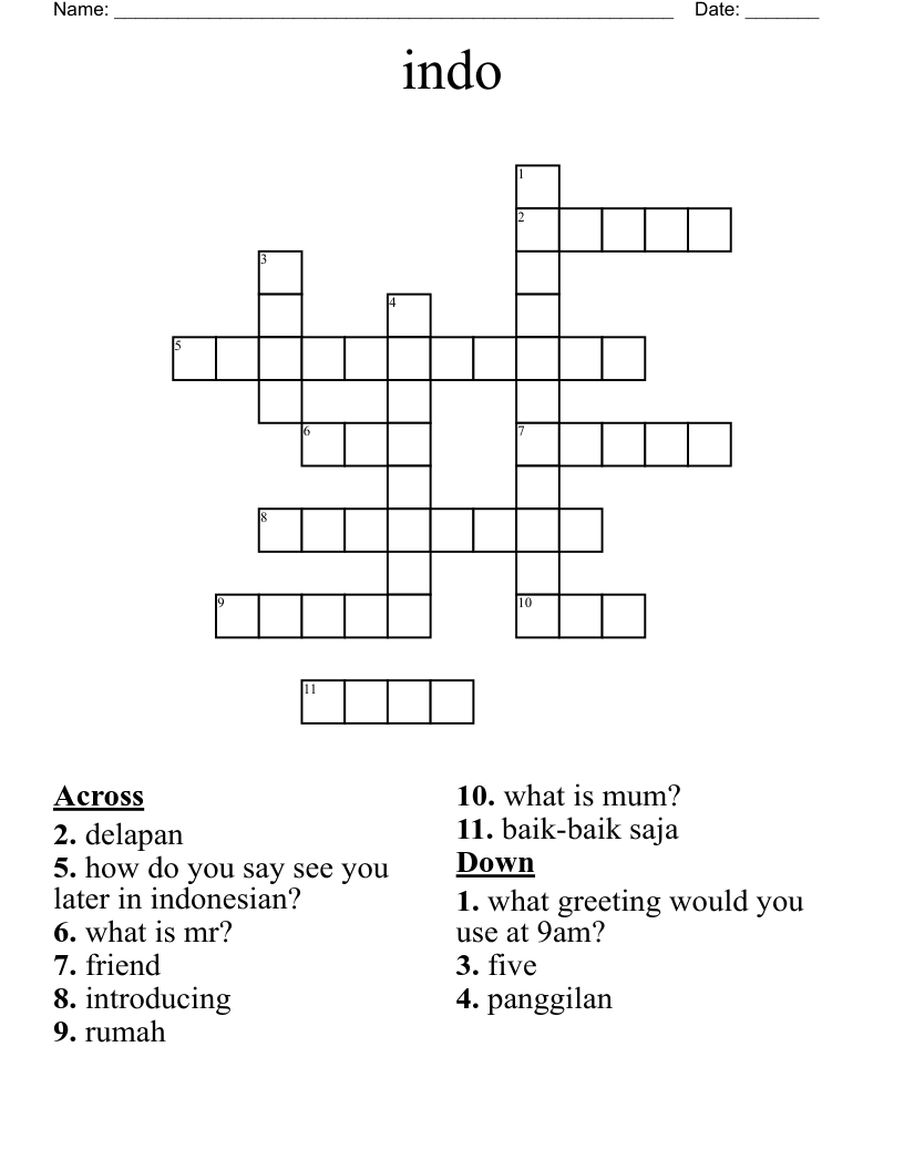 indo Crossword