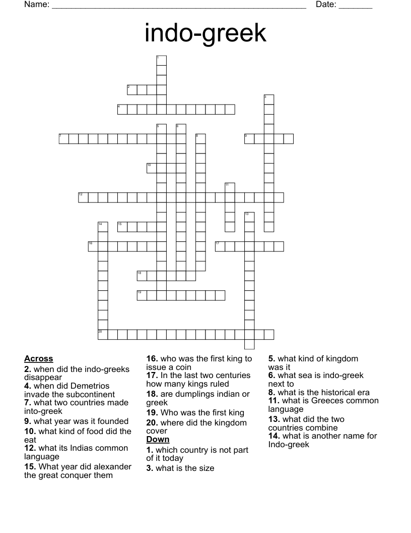 indo-greek Crossword