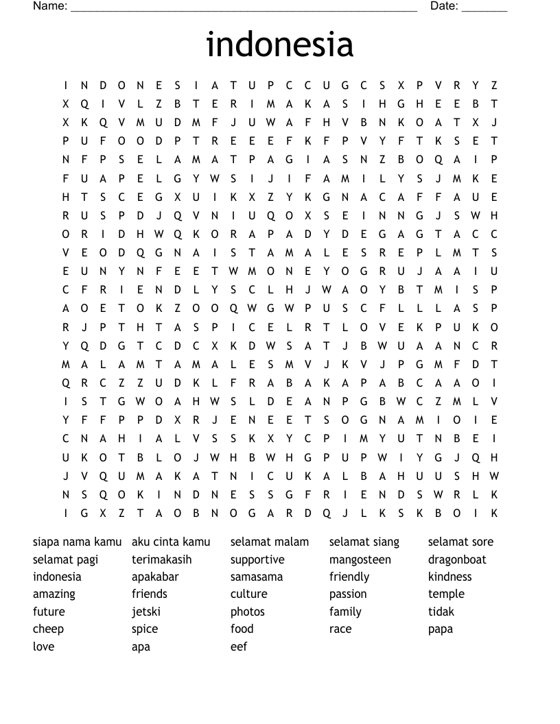 indonesia Word Search