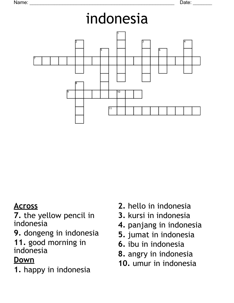 indonesia Crossword
