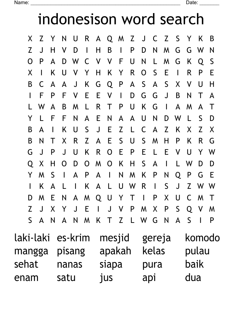 indonesison word search