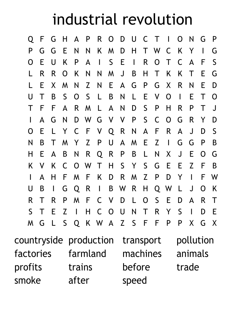 industrial revolution Word Search