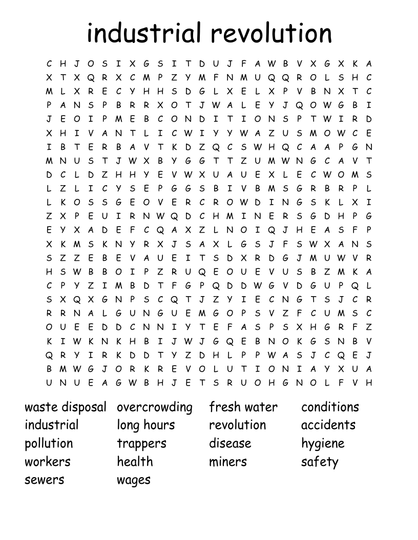 industrial revolution Word Search