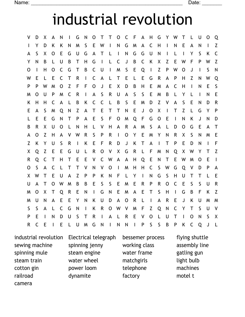 industrial revolution Word Search