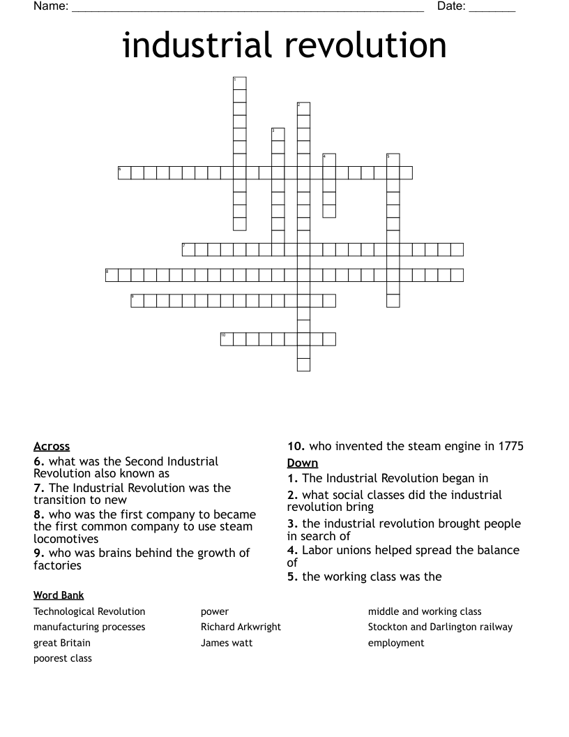 industrial revolution Crossword