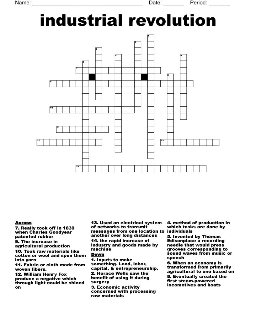 industrial revolution Crossword