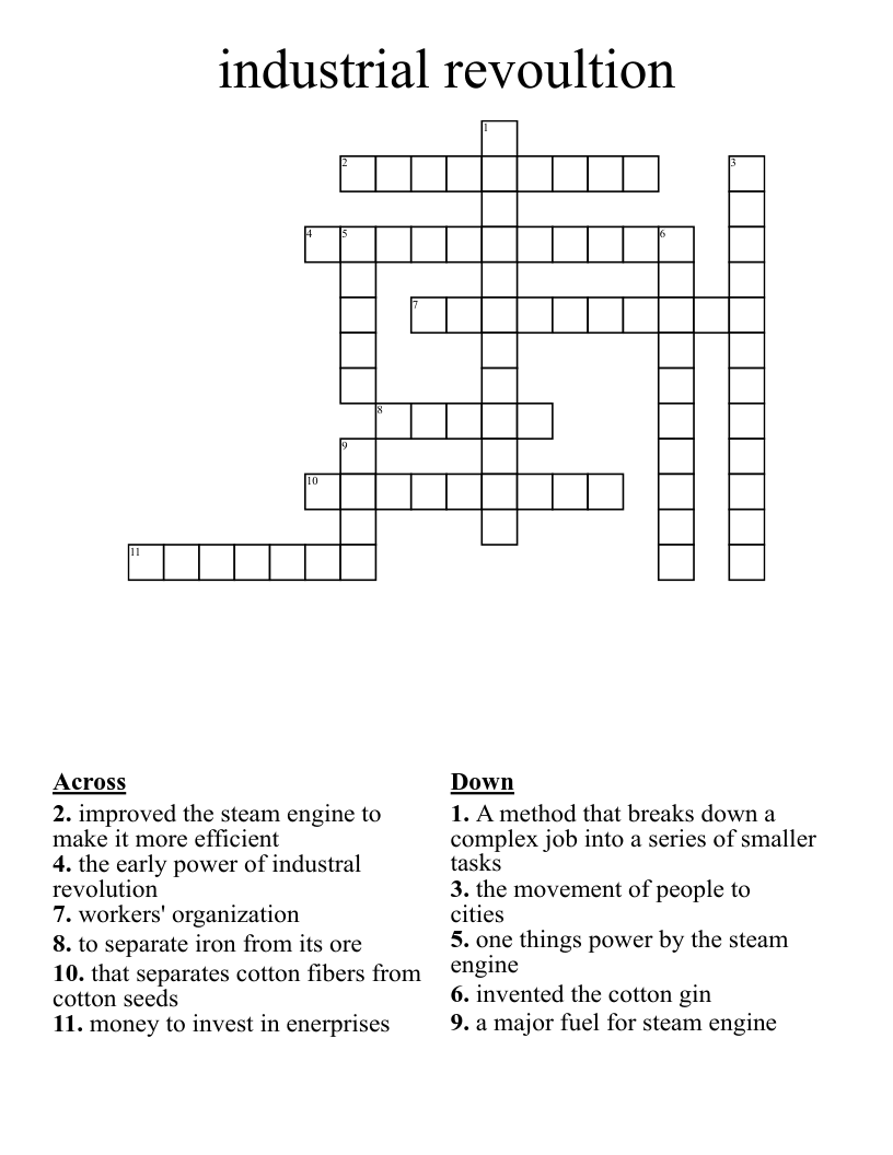 industrial revoultion Crossword