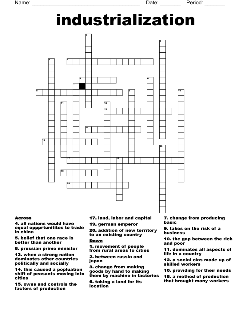 industrialization Crossword