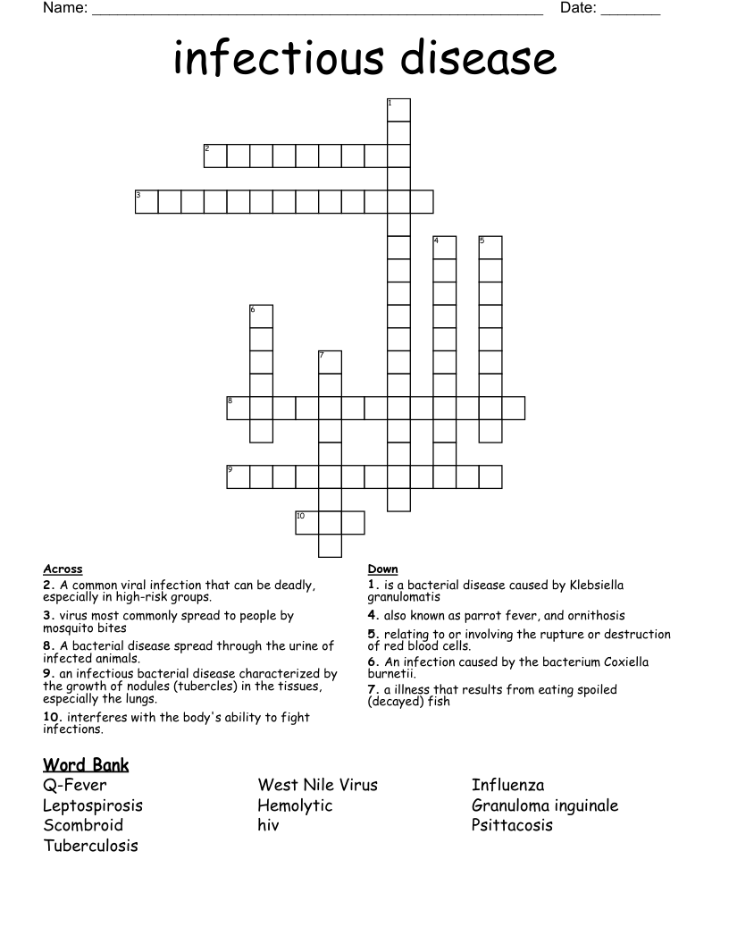 infectious disease Crossword