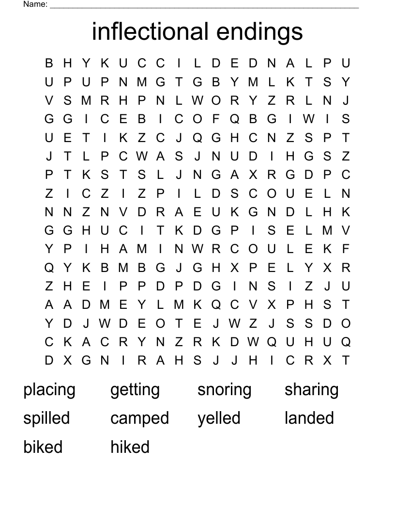 inflectional endings Word Search