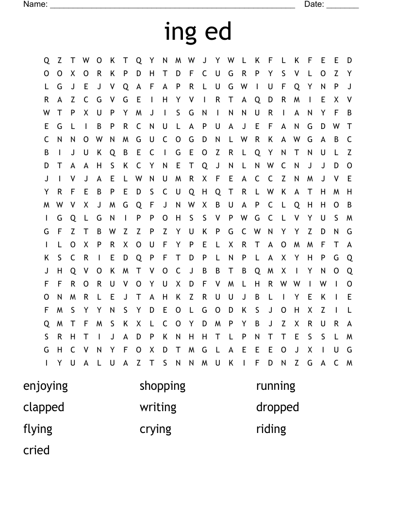 ing ed Word Search