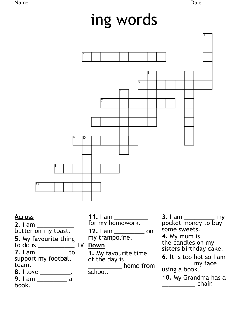 ing words Crossword